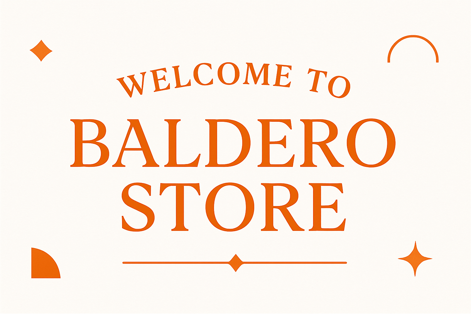 welcome to baldero store image with orange color white background
